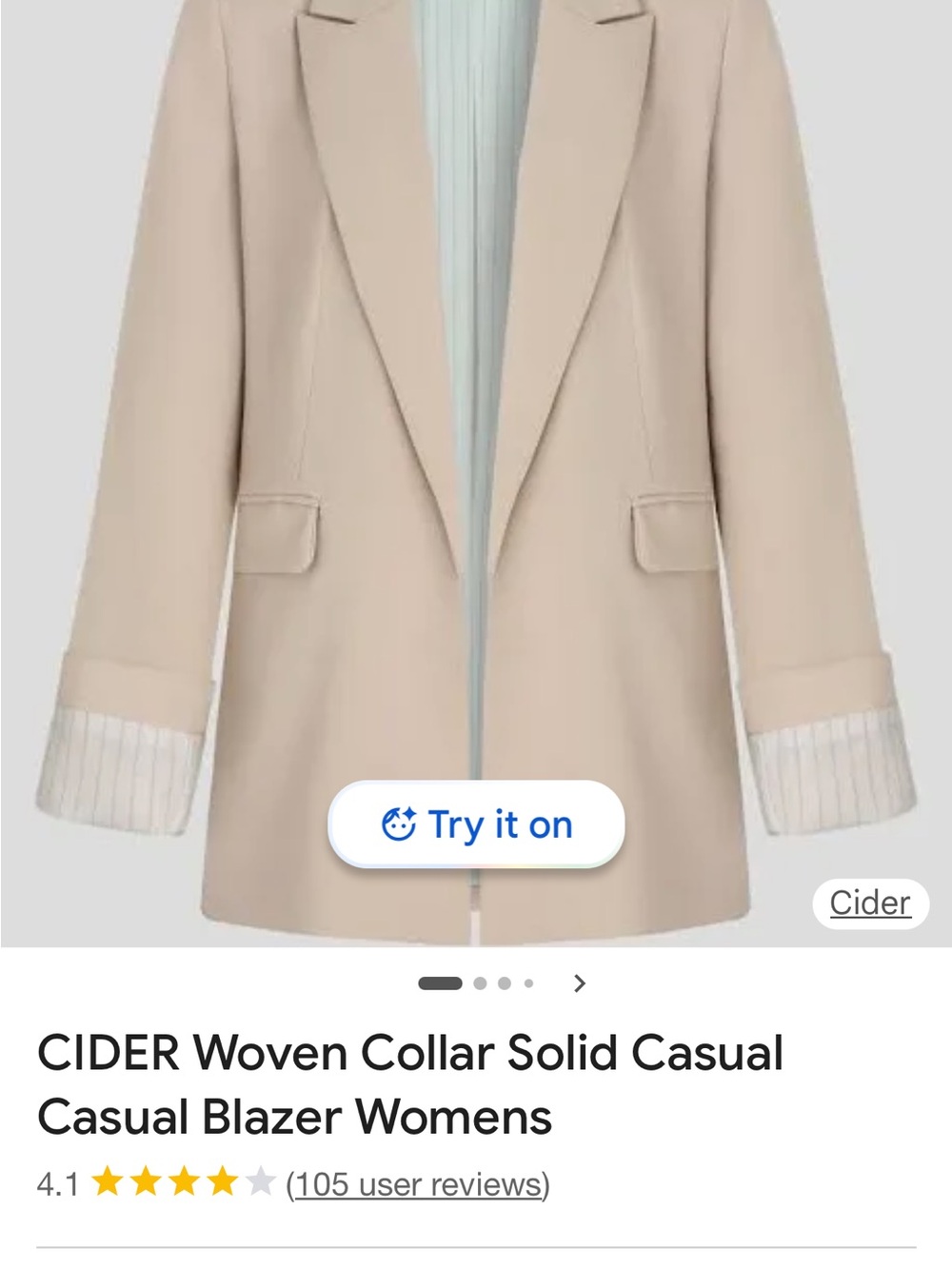 Cider Beige Tailored Woven-Collar Blazer
